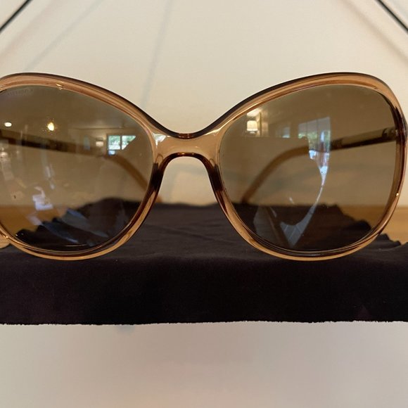 Burberry Tan Acetate Women's Butterfly Sunglasses - Picture 5 of 8